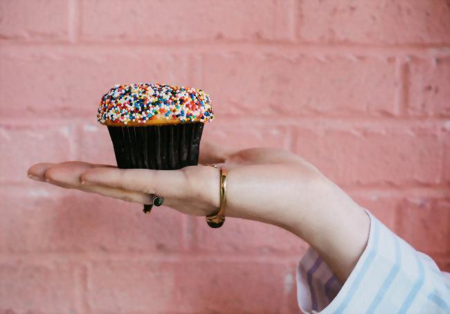 Girl holding a cupcake